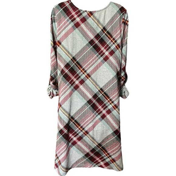 Cato Plaid Tartan Shift Dress w/ Pockets Sz M Cottagecore Autumn Academia Preppy - Picture 5 of 9